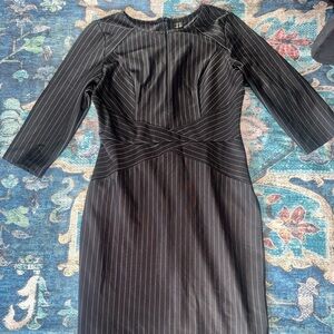 VfEmage Black Pinstripe Long Sleeve Dress